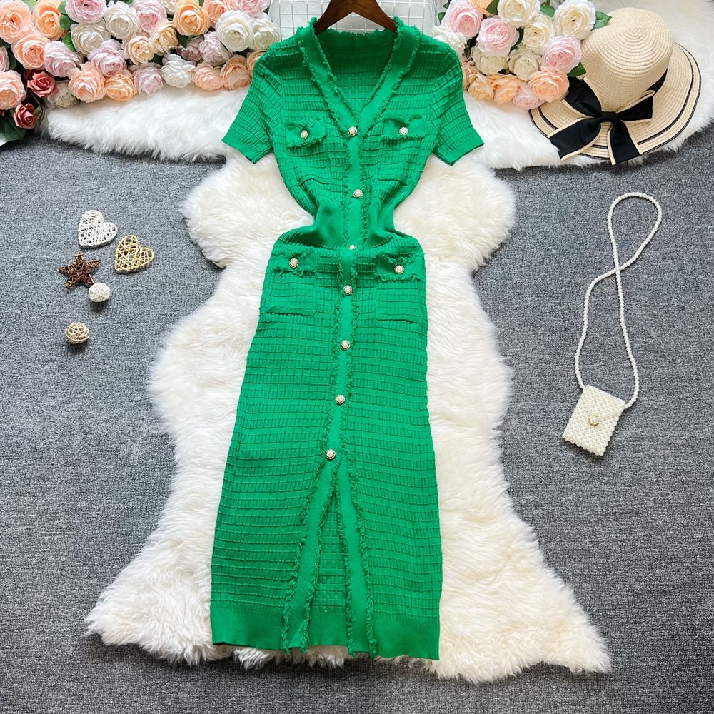 YuooMuoo Chic Fashion Sexy Package Hips Knitted Dress Women V-Neck Single Breasted Bodycon Sweater Dress Office Lady Dresses YuooMuoo Chic Fashion Sexy Package Hips Knitted Dress Women V-Neck Single Breasted Bodycon Sweater Dress Office Lady Dresses