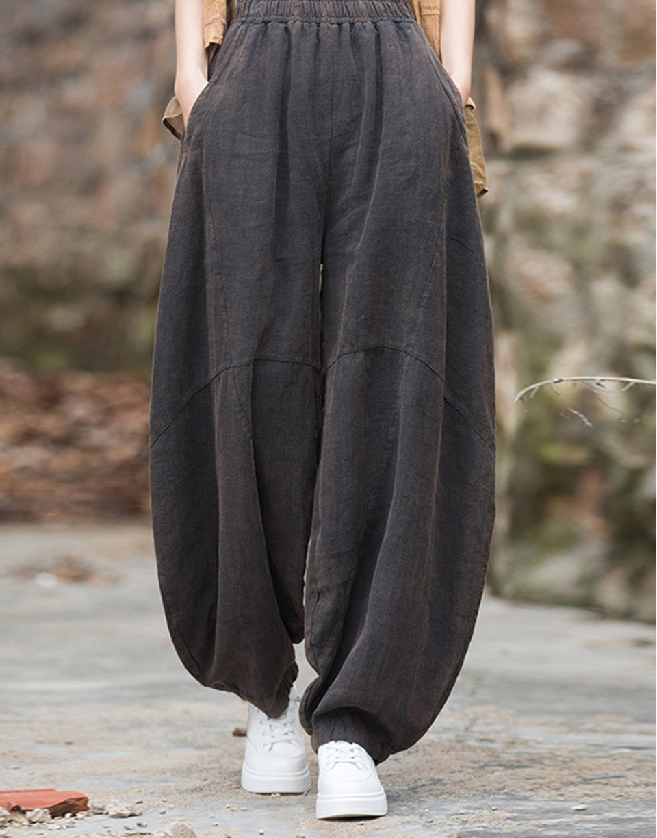 Women's Cotton Loose Wide Leg Pants, Vintage Yoga Pants with Elastic Waist Wide Leg Loose Wide Leg, StylishWomen's Cotton Loose Wide Leg Pants, Vintage Yoga Pants with Elastic Waist Wide Leg Loose Wide Leg, Stylish