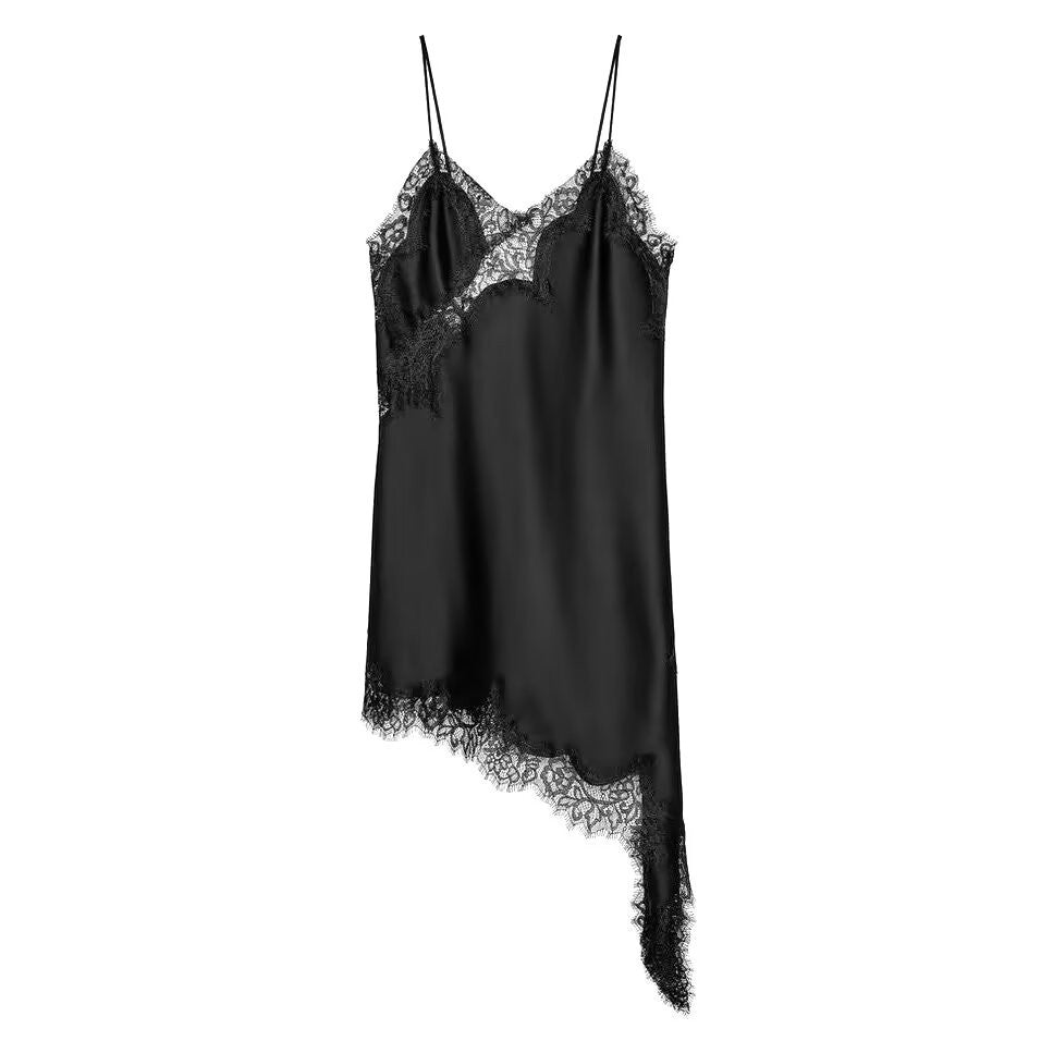 UNIZERA Women's Sexy Suspender Lace Asymmetrical Dress Summer 2025 New Elegant Temperament UNIZERA Women's Sexy Suspender Lace Asymmetrical Dress Summer 2025 New Elegant Temperament