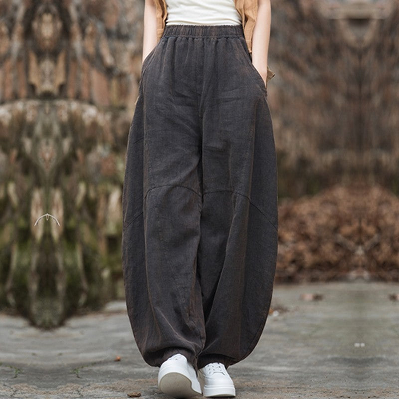 Women's Cotton Loose Wide Leg Pants, Vintage Yoga Pants with Elastic Waist Wide Leg Loose Wide Leg, StylishWomen's Cotton Loose Wide Leg Pants, Vintage Yoga Pants with Elastic Waist Wide Leg Loose Wide Leg, Stylish