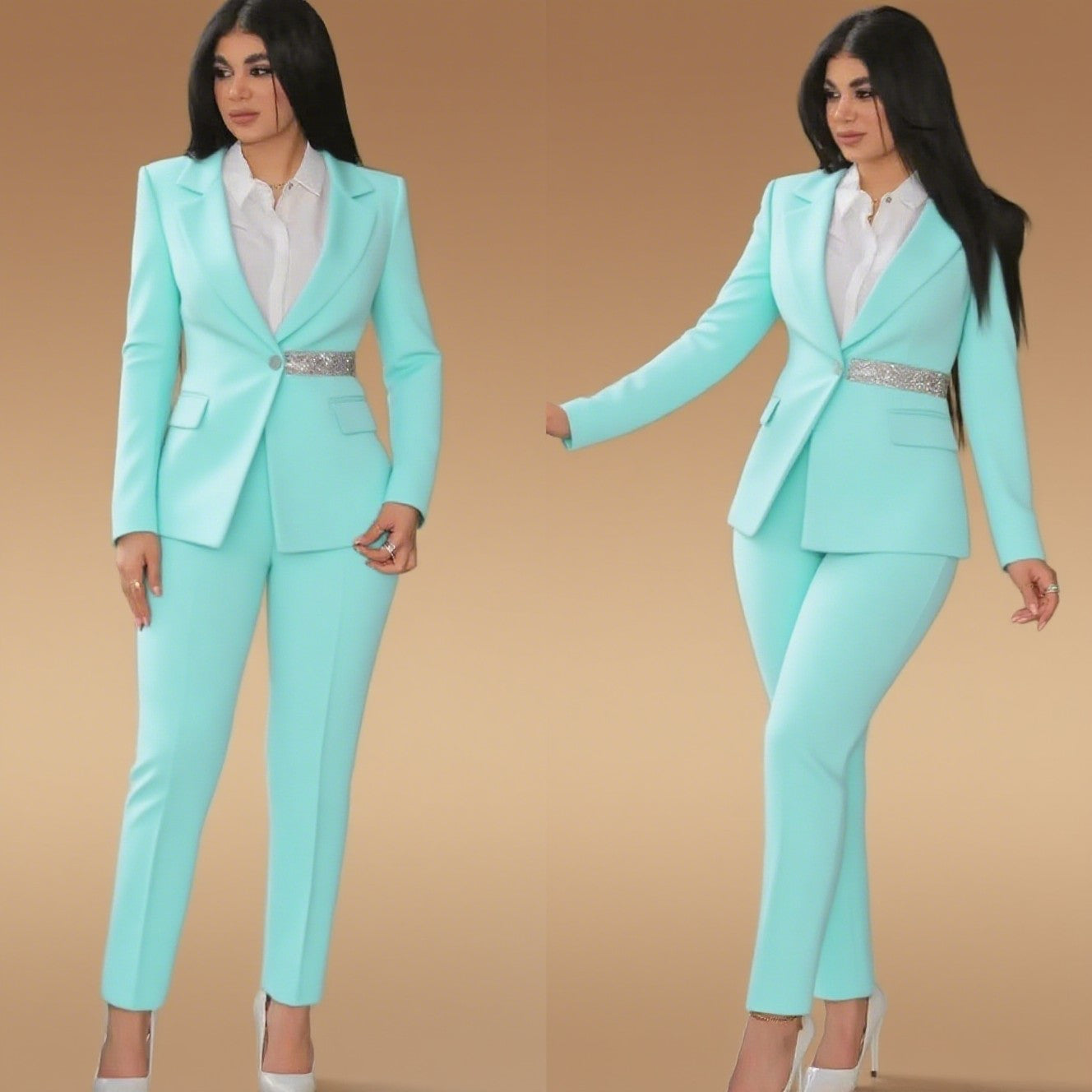 Women's Crystal Belt Blazer Suits 2 Piece Plus Size Special Occasion Mother Suits Custom Formal Office Lady OutfitWomen's Crystal Belt Blazer Suits 2 Piece Plus Size Special Occasion Mother Suits Custom Formal Office Lady Outfit