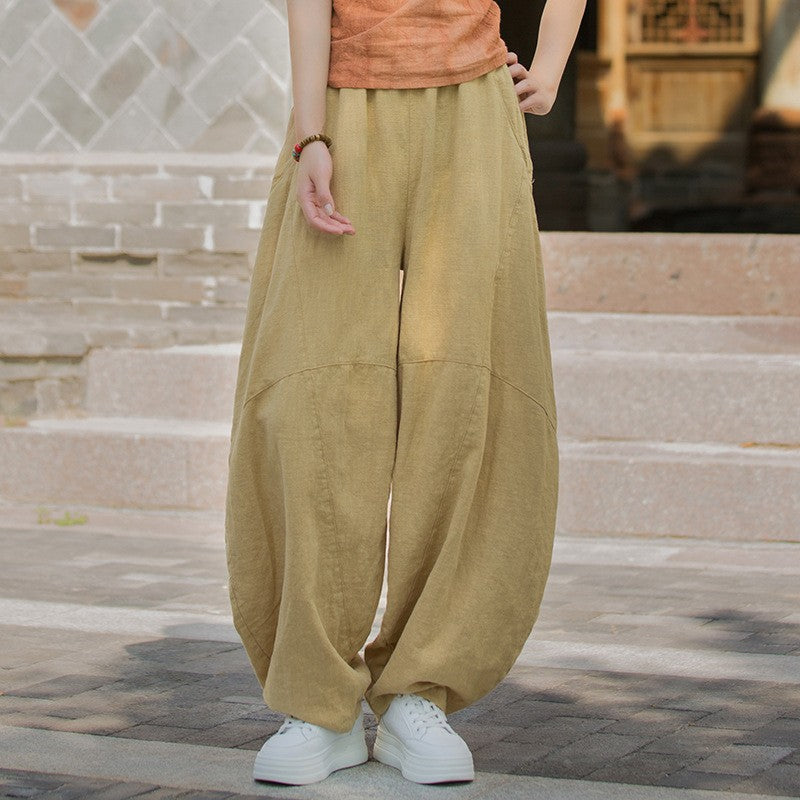 Women's Cotton Loose Wide Leg Pants, Vintage Yoga Pants with Elastic Waist Wide Leg Loose Wide Leg, StylishWomen's Cotton Loose Wide Leg Pants, Vintage Yoga Pants with Elastic Waist Wide Leg Loose Wide Leg, Stylish