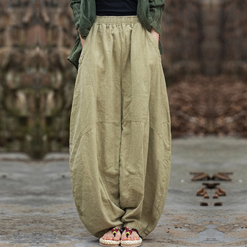 Women's Cotton Loose Wide Leg Pants, Vintage Yoga Pants with Elastic Waist Wide Leg Loose Wide Leg, StylishWomen's Cotton Loose Wide Leg Pants, Vintage Yoga Pants with Elastic Waist Wide Leg Loose Wide Leg, Stylish