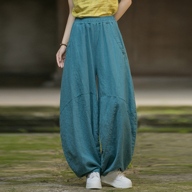 Women's Cotton Loose Wide Leg Pants, Vintage Yoga Pants with Elastic Waist Wide Leg Loose Wide Leg, StylishWomen's Cotton Loose Wide Leg Pants, Vintage Yoga Pants with Elastic Waist Wide Leg Loose Wide Leg, Stylish