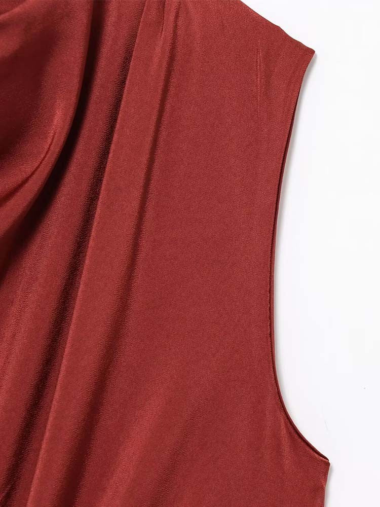 Women Summer Midi Dresses 2025 Fashion Solid Pleated Hollow Out Satin Female Elegant Street Dresses Clothing Women Summer Midi Dresses 2025 Fashion Solid Pleated Hollow Out Satin Female Elegant Street Dresses Clothing