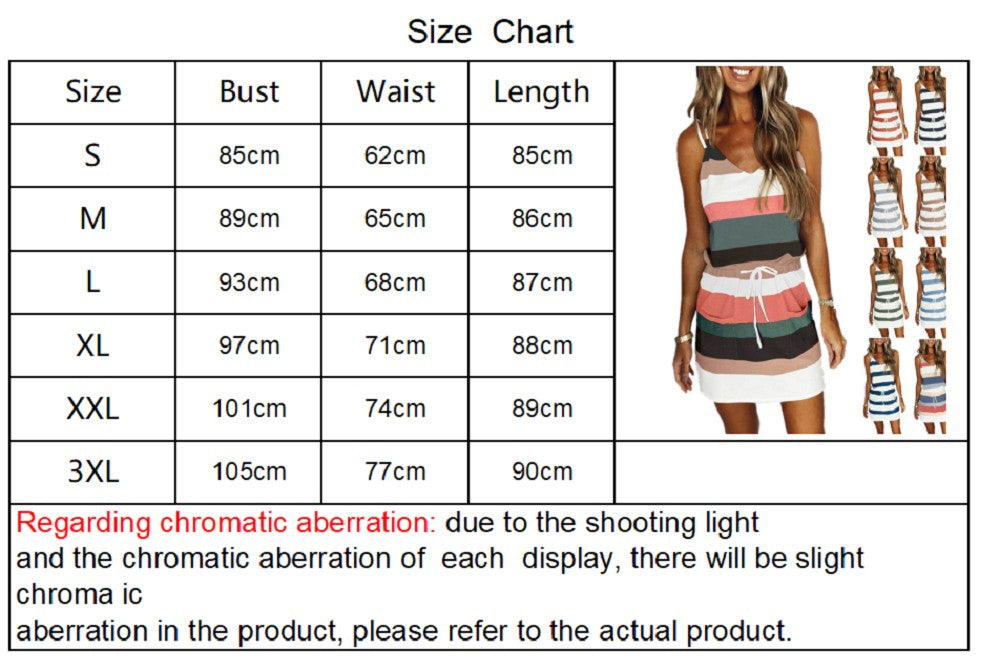 Women's Striped Printed Vest Loose Dress Long Dress Summer 2024