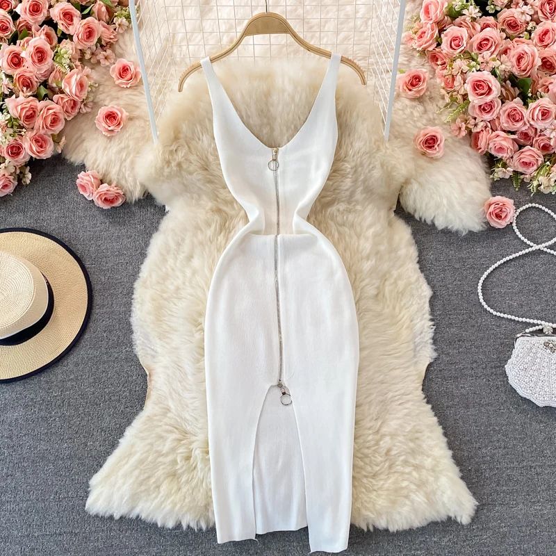 Zipple 2023 Sexy Summer Mesh Strap Dress Women Tank Elastic Waist Bodycon Sundress Female Beach Split Backless Midi Dress Zipple 2023 Sexy Summer Mesh Strap Dress Women Tank Elastic Waist Bodycon Sundress Female Beach Split Backless Midi Dress