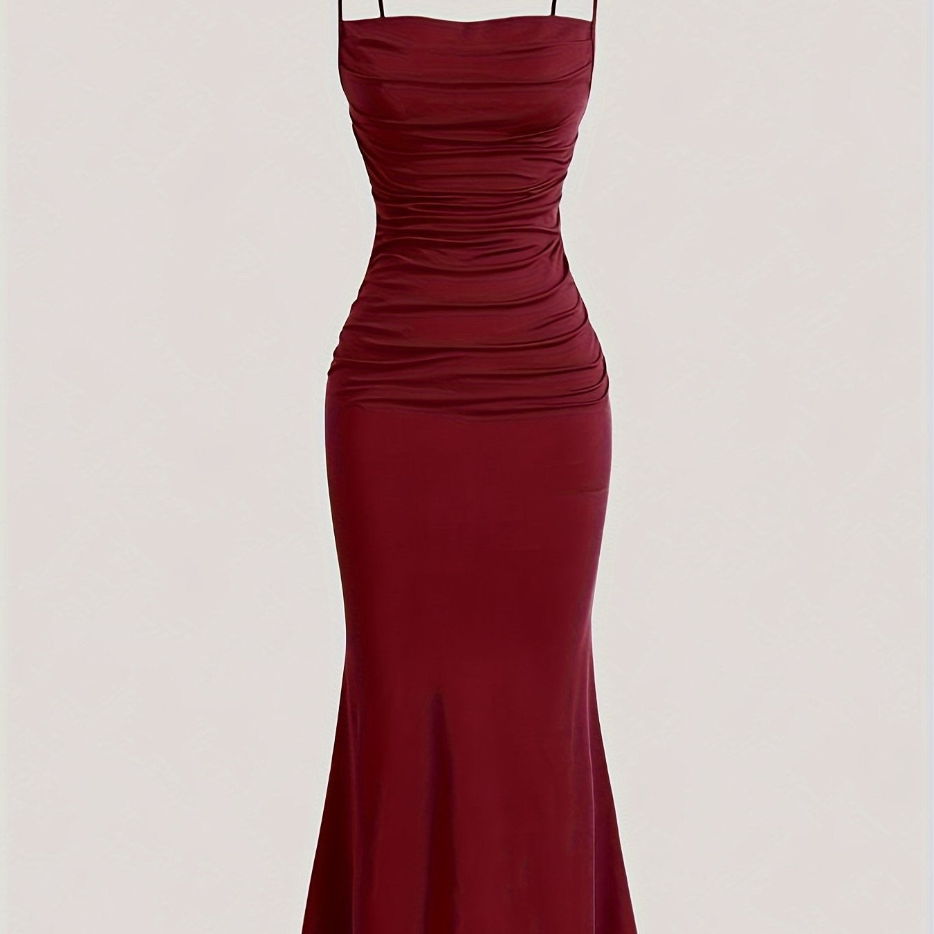 Women's Solid Color Ruched Cami Dress, Elegant Sleeveless Dress for Evening Party Formal Occasions, Women's Summer Dress Women's Solid Color Ruched Cami Dress, Elegant Sleeveless Dress for Evening Party Formal Occasions, Women's Summer Dress