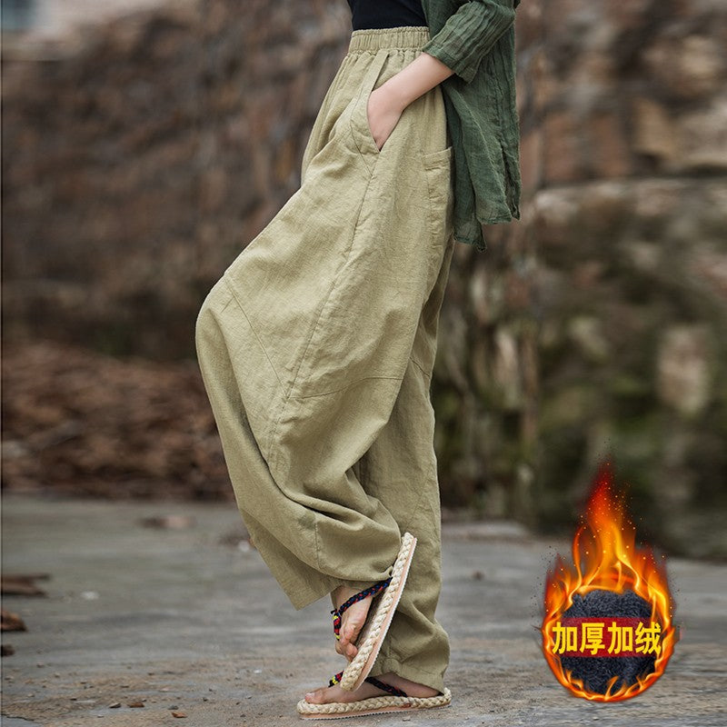 Women's Cotton Loose Wide Leg Pants, Vintage Yoga Pants with Elastic Waist Wide Leg Loose Wide Leg, StylishWomen's Cotton Loose Wide Leg Pants, Vintage Yoga Pants with Elastic Waist Wide Leg Loose Wide Leg, Stylish