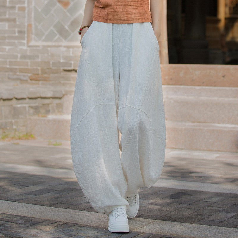Women's Cotton Loose Wide Leg Pants, Vintage Yoga Pants with Elastic Waist Wide Leg Loose Wide Leg, StylishWomen's Cotton Loose Wide Leg Pants, Vintage Yoga Pants with Elastic Waist Wide Leg Loose Wide Leg, Stylish