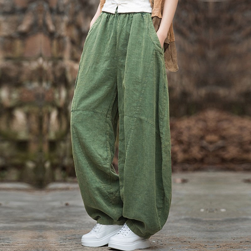 Women's Cotton Loose Wide Leg Pants, Vintage Yoga Pants with Elastic Waist Wide Leg Loose Wide Leg, StylishWomen's Cotton Loose Wide Leg Pants, Vintage Yoga Pants with Elastic Waist Wide Leg Loose Wide Leg, Stylish