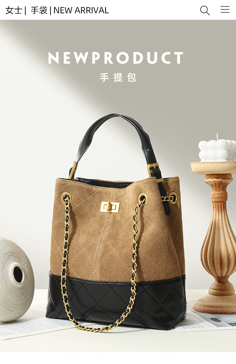 LZJV Women's Genuine Leather Bucket Bag
