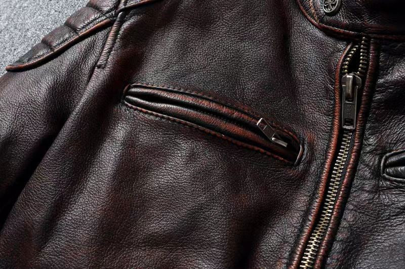 COPERSIAN Men's Cowhide Leather Jacket