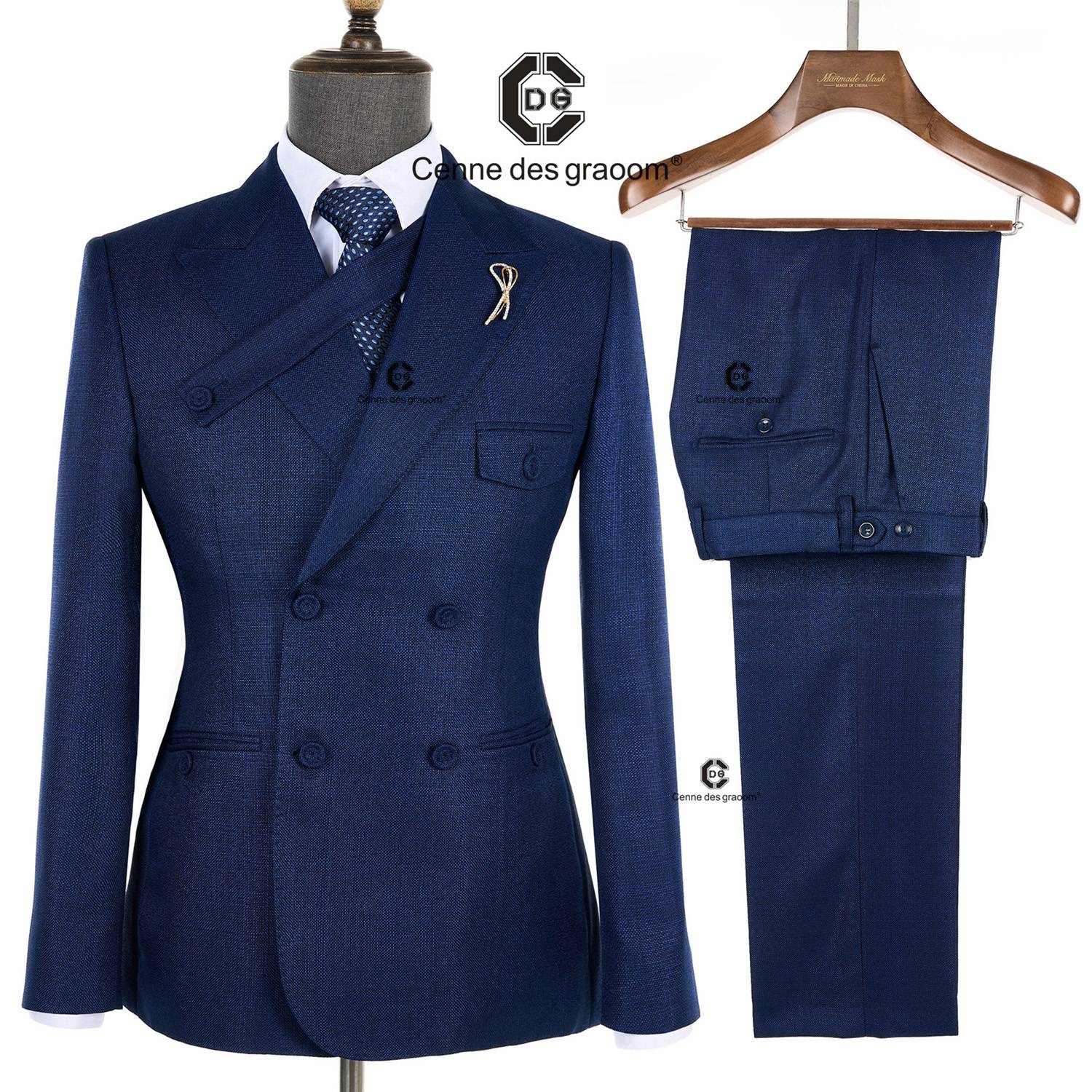 Cenne des graoom 2024 novos ternos cinza elegantes para homens duplo breasted bo