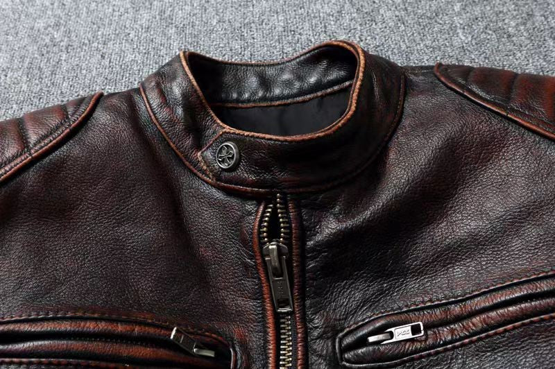 COPERSIAN Men's Cowhide Leather Jacket