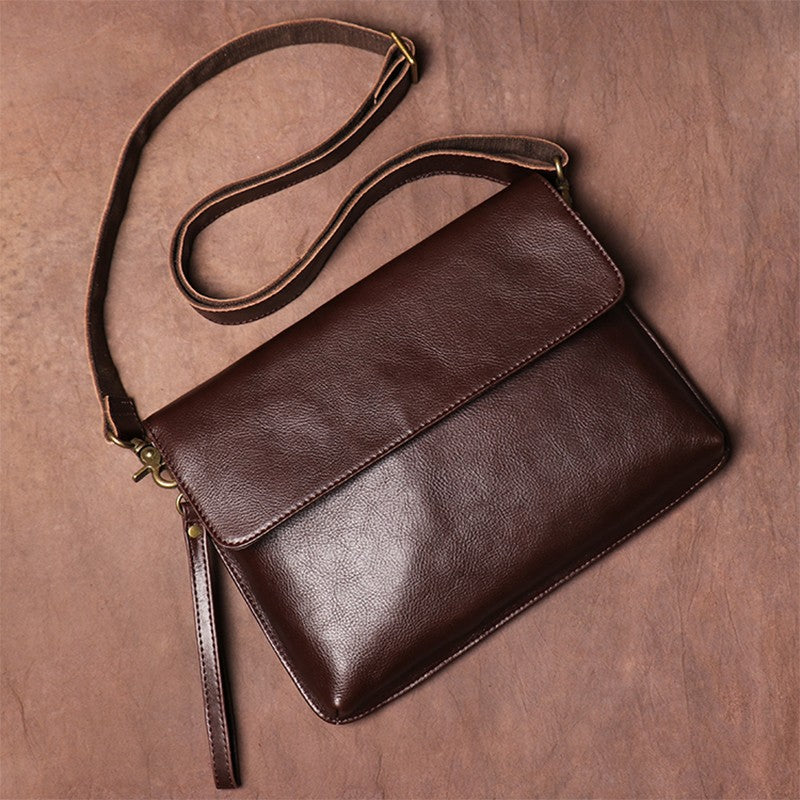 Luokir vintage genuíno couro crossbody saco de moda masculina simples ombro men