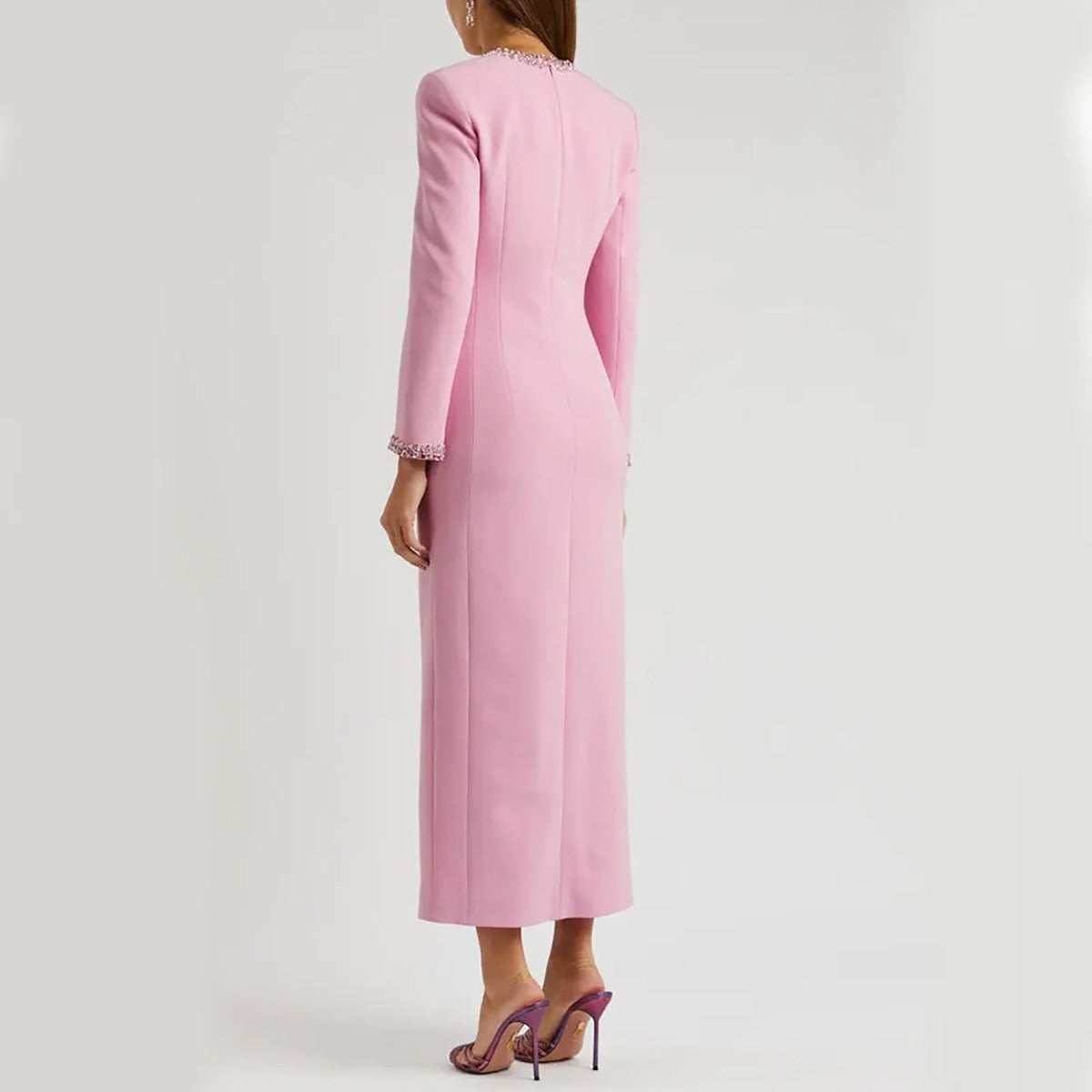 Women's elegant evening dresses slim fit beaded wedding guest dress sweetheart neck long sleeves custom formal wearWomen's elegant evening dresses slim fit beaded wedding guest dress sweetheart neck long sleeves custom formal wear