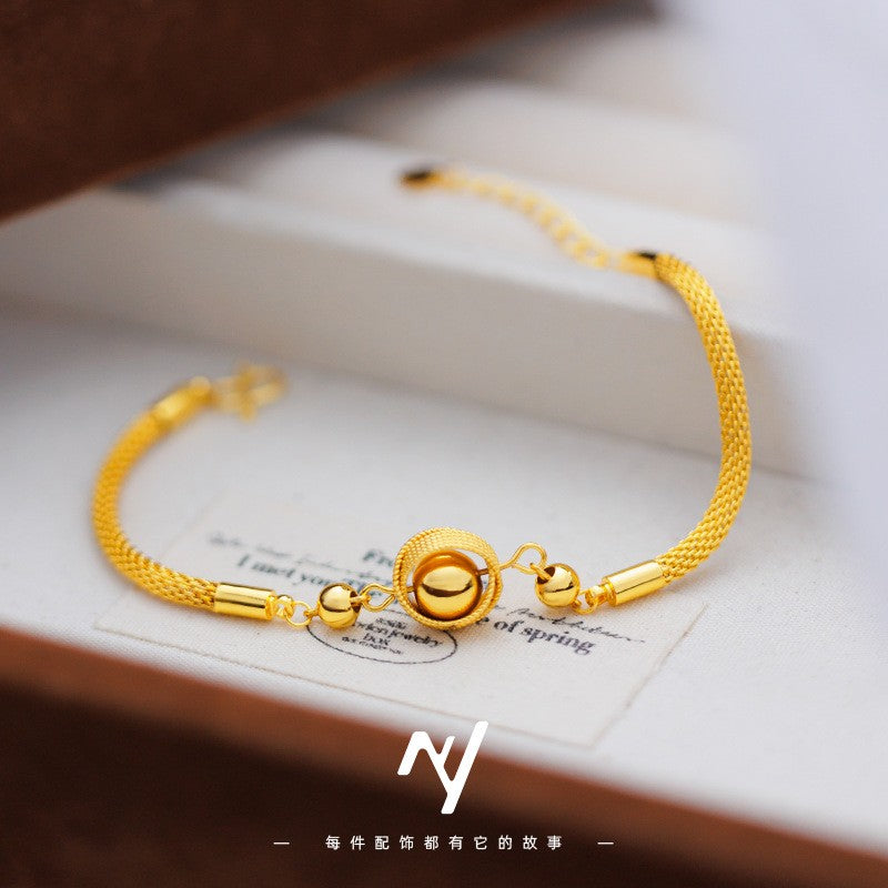 Palace Style 9999 24K Real Gold Braided Bird's Nest Carriage Bead Bracelet for Women 18K Gold Fashion High-End Palace Style 9999 24K Real Gold Braided Bird's Nest Carriage Bead Bracelet for Women 18K Gold Fashion High-End
