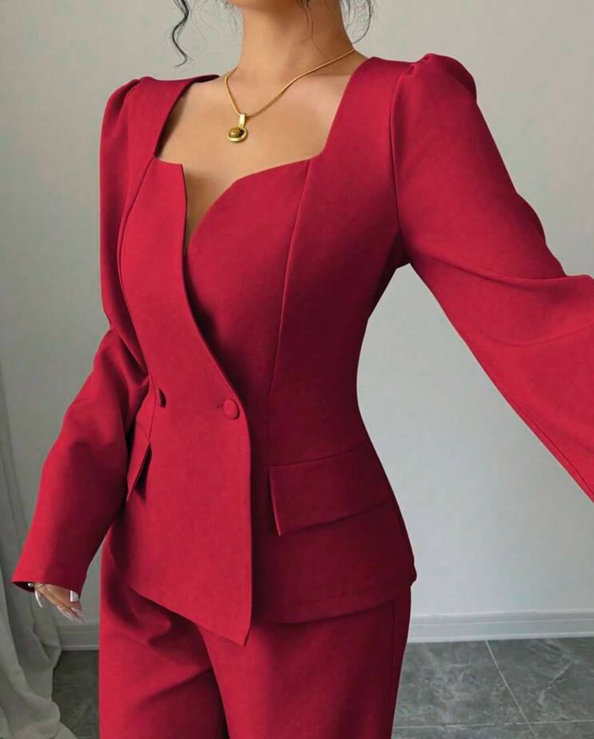 Fashion Office Lady Women Suits 2 Pieces Heart Neck Blazer Jacket Custom Wedding Suits Evening Party Formal Wear Fashion Office Lady Women Suits 2 Pieces Heart Neck Blazer Jacket Custom Wedding Suits Evening Party Formal Wear