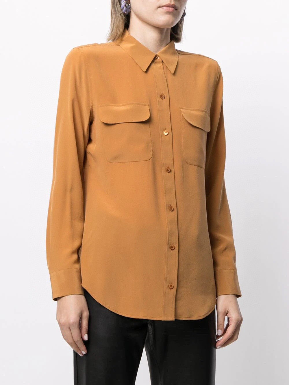 39 colors option draped sand-washed mulberry silk shirt blouse women classic
