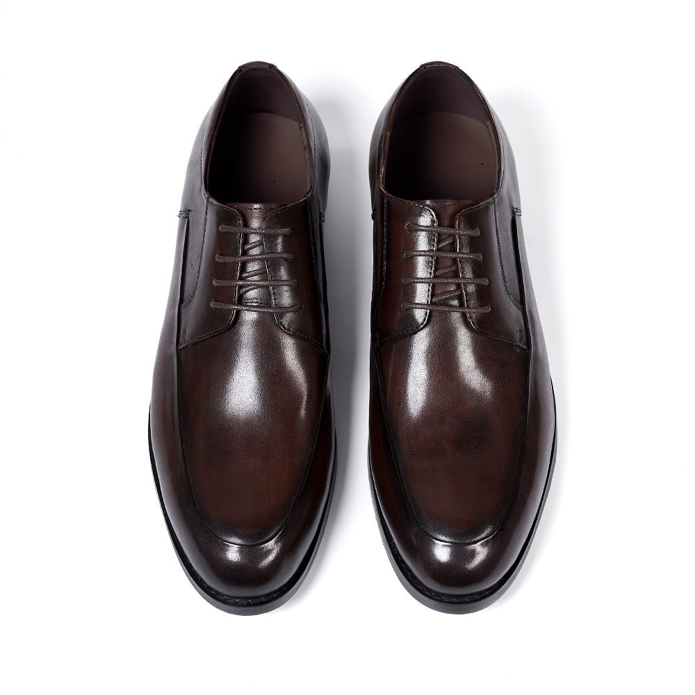 Sapatos derby masculinos estilo italiano, feitos à mão, couro genuíno, bico l