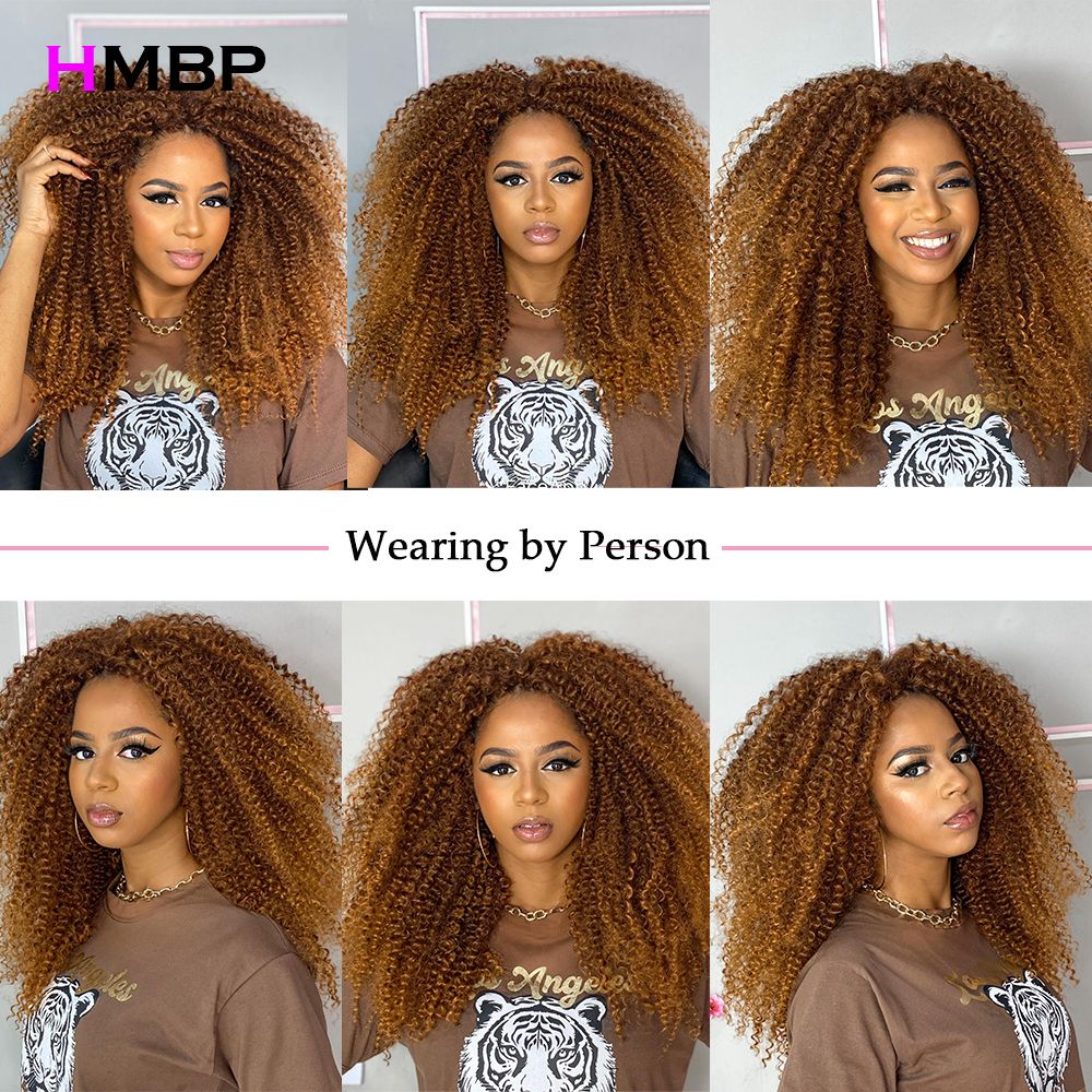 HMBP Long Kinky Curly HD Lace Human Hair Wig