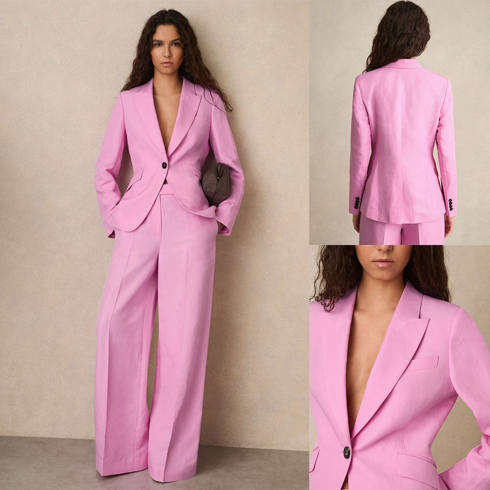 Women's Classic Pant Suits 2 Pieces Pocket Blazer & Flare Pants Custom Wedding Guest Suits Party Show Outfit Women's Classic Pant Suits 2 Pieces Pocket Blazer & Flare Pants Custom Wedding Guest Suits Party Show Outfit