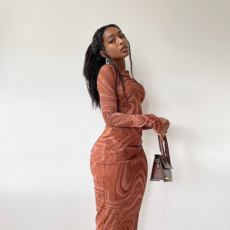Long Sleeve Bodycon Dresses for Women Evening Party Outfits O Neck Mid Calf Sexy Vestidos De Mujer One Piece Outfits StreetwearLong Sleeve Bodycon Dresses for Women Evening Party Outfits O Neck Mid Calf Sexy Vestidos De Mujer One Piece Outfits Streetwear