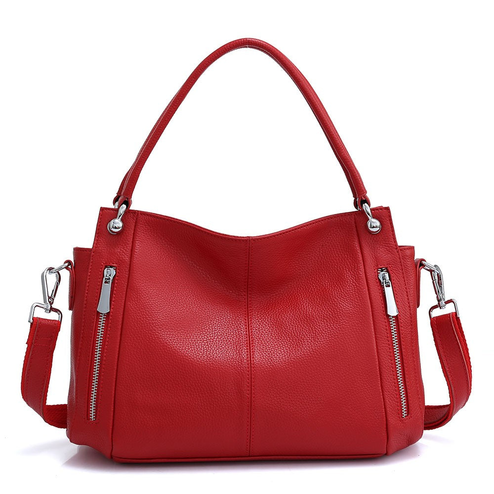Zency 100% bolsa de couro genuíno feminino clássico simples vintage shopper to