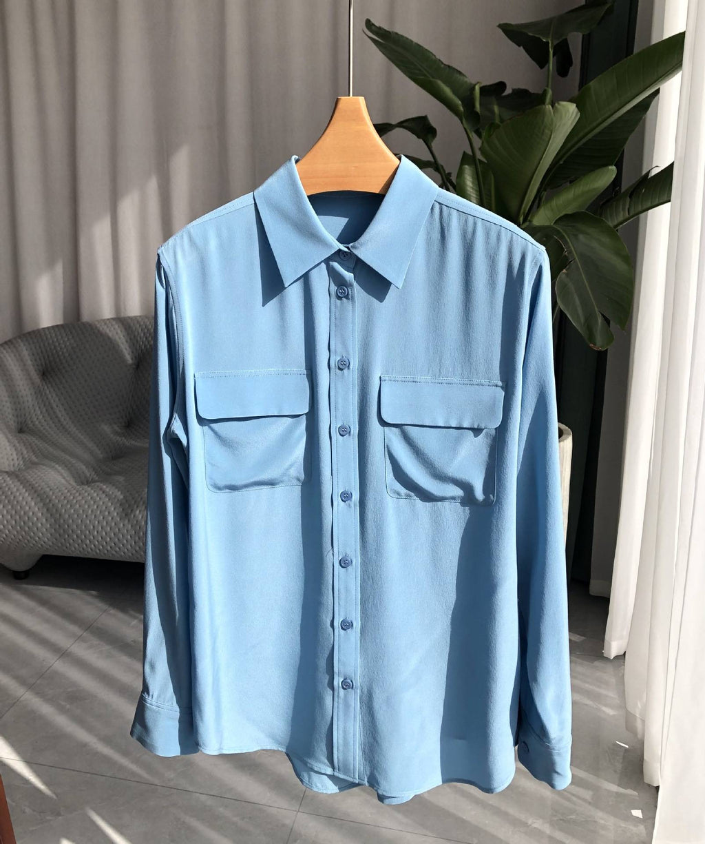 39 colors option draped sand-washed mulberry silk shirt blouse women classic