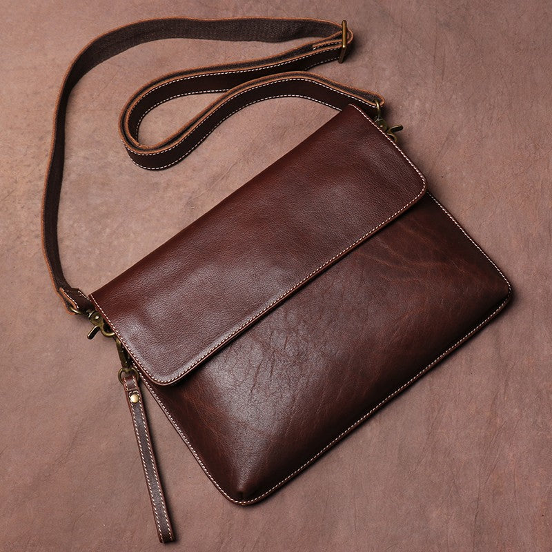 Luokir vintage genuíno couro crossbody saco de moda masculina simples ombro men