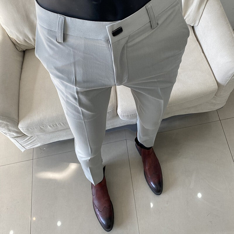 QUHNBGY Men's Slim-Fit Suit Pants