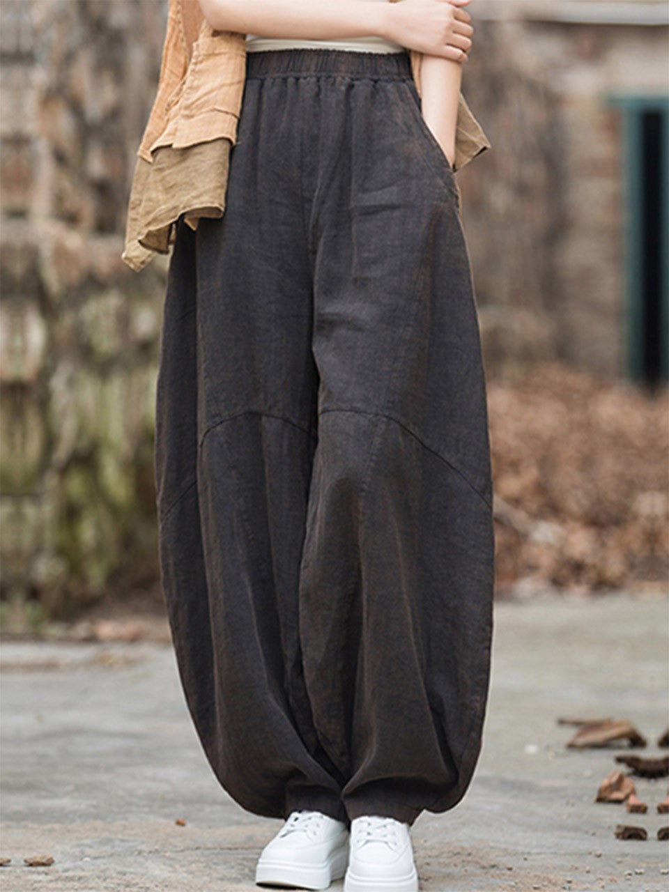 Women's Cotton Loose Wide Leg Pants, Vintage Yoga Pants with Elastic Waist Wide Leg Loose Wide Leg, StylishWomen's Cotton Loose Wide Leg Pants, Vintage Yoga Pants with Elastic Waist Wide Leg Loose Wide Leg, Stylish