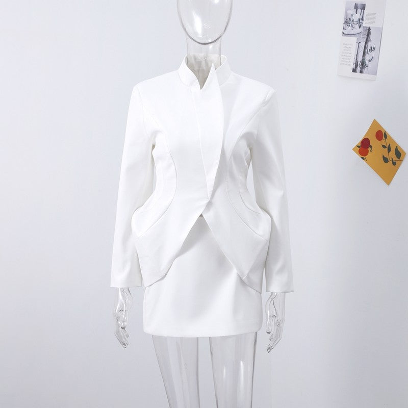 Chin.Sweety Women's Elegant Blazer and Skirt Set
