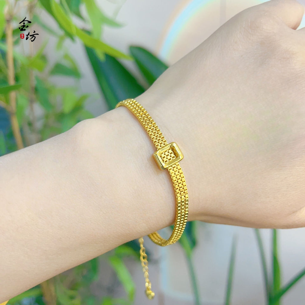 9999 24k Real Gold Years Square Bracelet Lace Square Buckle Shiny Fashion Women Bracelet Accessories 9999 24k Real Gold Years Square Bracelet Lace Square Buckle Shiny Fashion Women Bracelet Accessories