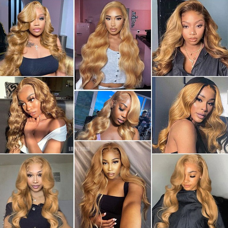 LUFFYHAIR Long Wavy Brazilian Remy Human Hair Wig
