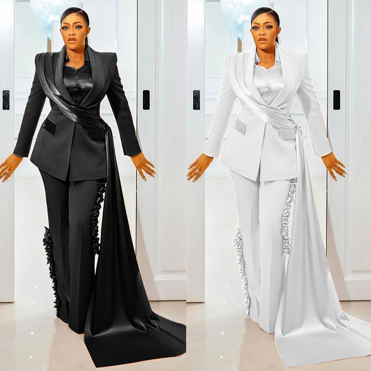Special Design Women's Pants Suits Plus Size Wedding Blazer Jacket with Wraps Custom Wedding Guest Wear Slim Fit 2 Pieces Special Design Women's Pants Suits Plus Size Wedding Blazer Jacket with Wraps Custom Wedding Guest Wear Slim Fit 2 Pieces