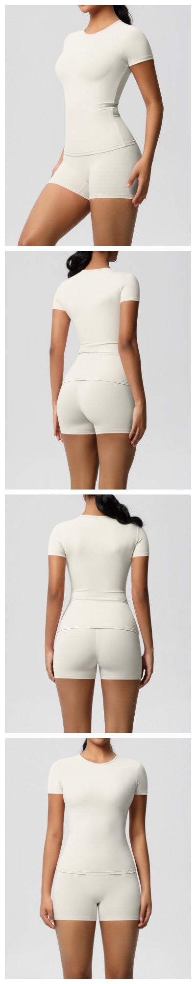 Breathable Workout Set for Women, Yoga T-shirt with Matching Shorts, Comfortable Gym Wear for Hot Yoga Breathable Workout Set for Women, Yoga T-shirt with Matching Shorts, Comfortable Gym Wear for Hot Yoga