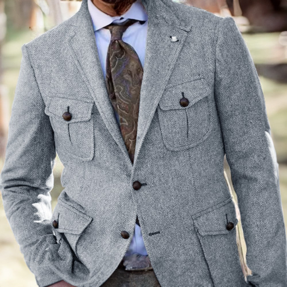 Men's Loose-Fit Wool Suit
