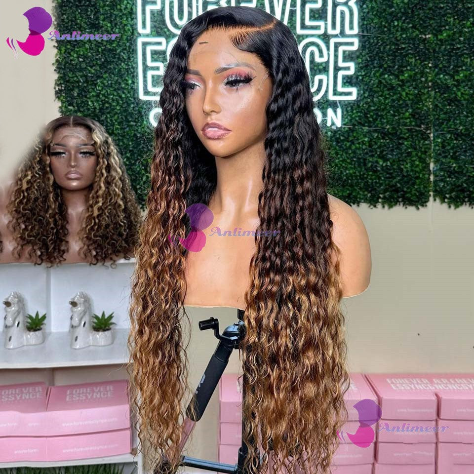Anlimeer Long Water Wave Brazilian Human Hair Wig