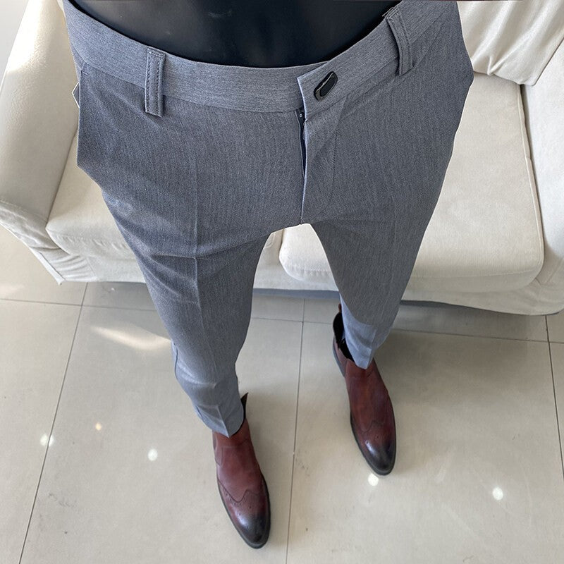 QUHNBGY Men's Slim-Fit Suit Pants