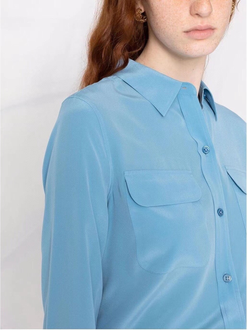 39 colors option draped sand-washed mulberry silk shirt blouse women classic