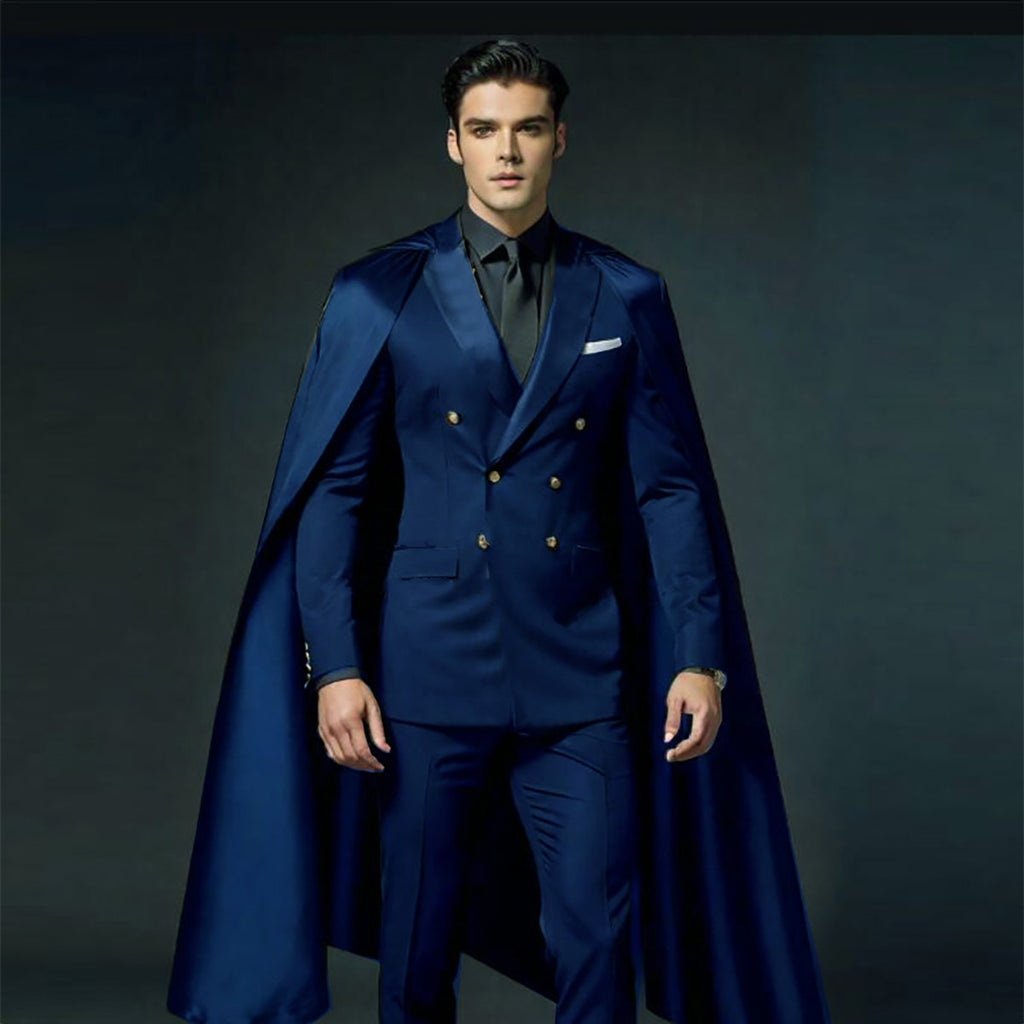 Modern Men's Wedding Suits 2 Pieces with Detachable Capes Plus Size Custom Groom Tuxedo Show Party Men's Attire Modern Men's Wedding Suits 2 Pieces with Detachable Capes Plus Size Custom Groom Tuxedo Show Party Men's Attire