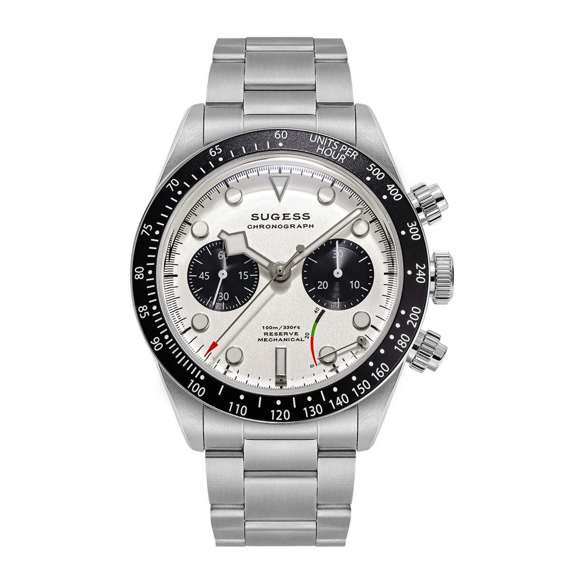 Sugess cronógrafo relógio masculino original st1907 swanneck piloto relógios