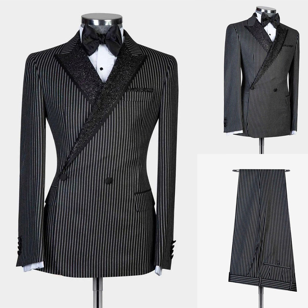 Stripes men's suits 2 pieces peak shiny lapel blazer custom suits formal wedding groom tuxedo party show men's prom suits Stripes men's suits 2 pieces peak shiny lapel blazer custom suits formal wedding groom tuxedo party show men's prom suits