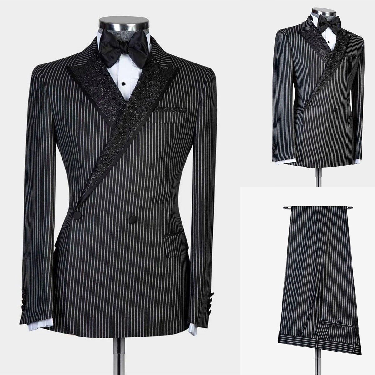 Stripes men's suits 2 pieces peak shiny lapel blazer custom suits formal wedding groom tuxedo party show men's prom suits Stripes men's suits 2 pieces peak shiny lapel blazer custom suits formal wedding groom tuxedo party show men's prom suits