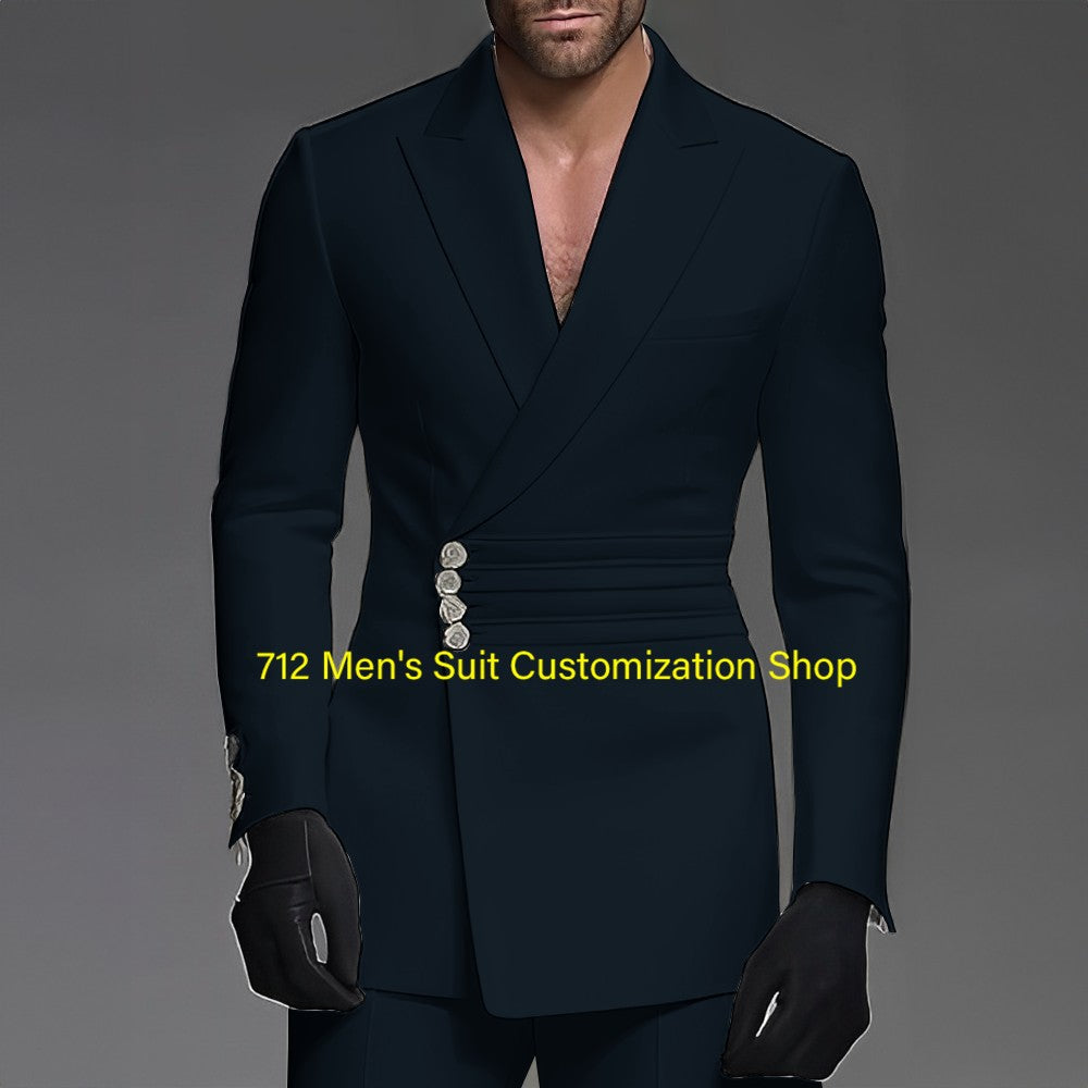 Handsome Men's 2 Piece Suit Wedding Groom Tuxedo Stylish Formal Wear XS-5XL Custom Blazer Pants Men Handsome Men's 2 Piece Suit Wedding Groom Tuxedo Stylish Formal Wear XS-5XL Custom Blazer Pants Men