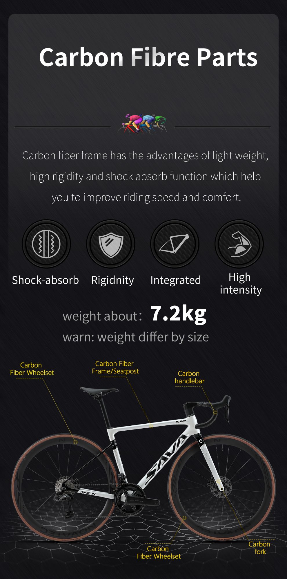 SAVA Carbon Fiber Road Bike with Shimano Ultegra Di2