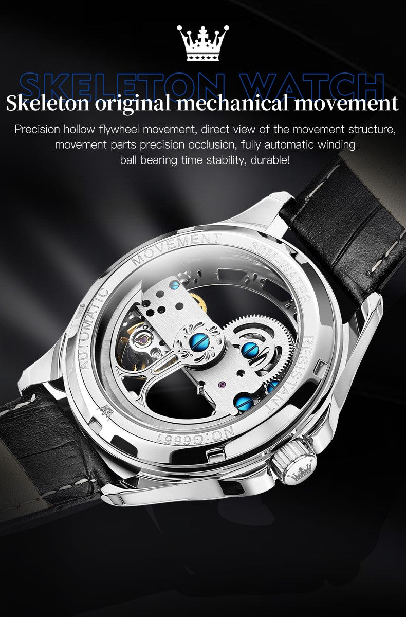 OLEVS Men's Skeleton Mechanical Watch