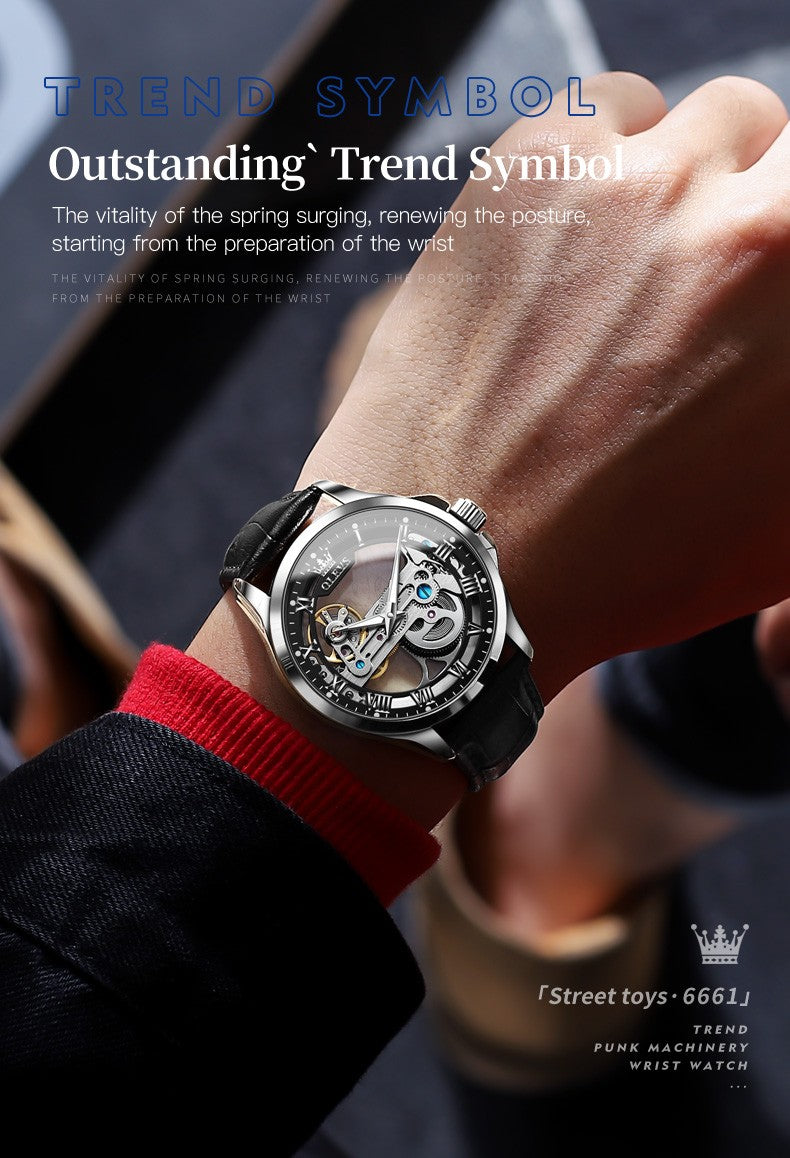 OLEVS Men's Skeleton Mechanical Watch